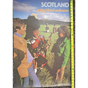 Scotland Poster 1980 Highland Games Pitlochry Tayside Scottish Piper Travel Ads